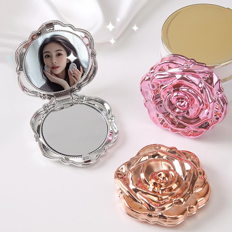 Beauty Flower Makeup - Draagbare Mini Spiegel Retro Roosvormige Kleine