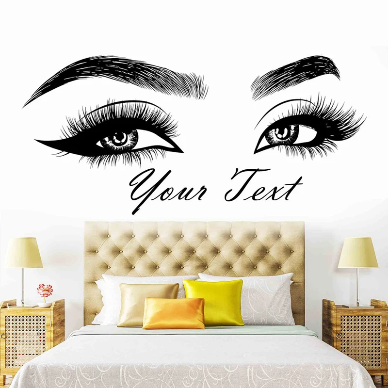 Beauty Of Makeup Quotes - Wimpers wenkbrauwen vinyl sticker schoonheidssalon muur