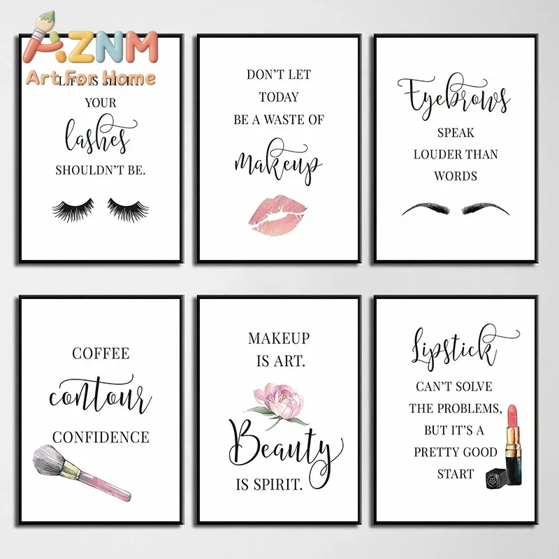 Beauty Of Makeup Quotes - Make-up Quotes Poster Wimper Wenkbrauwen Lippenstift