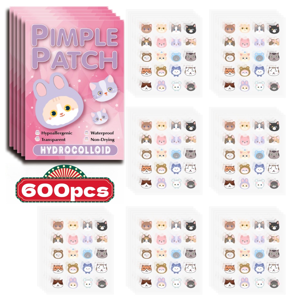Pressed Powder Foundation - 600 stks Cartoon acne patch, leuke