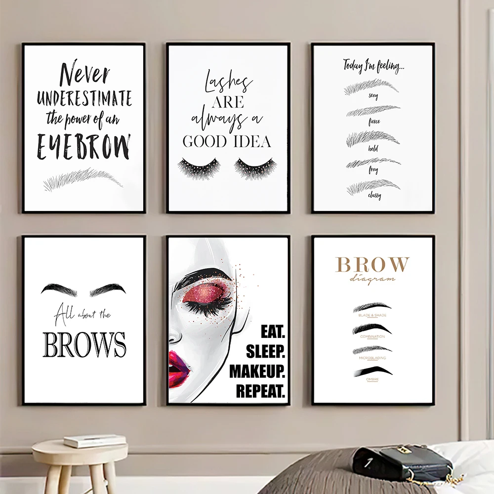 Beauty Of Makeup Quotes - Mode Make-Up Canvas Print Wenkbrauw Wimpers