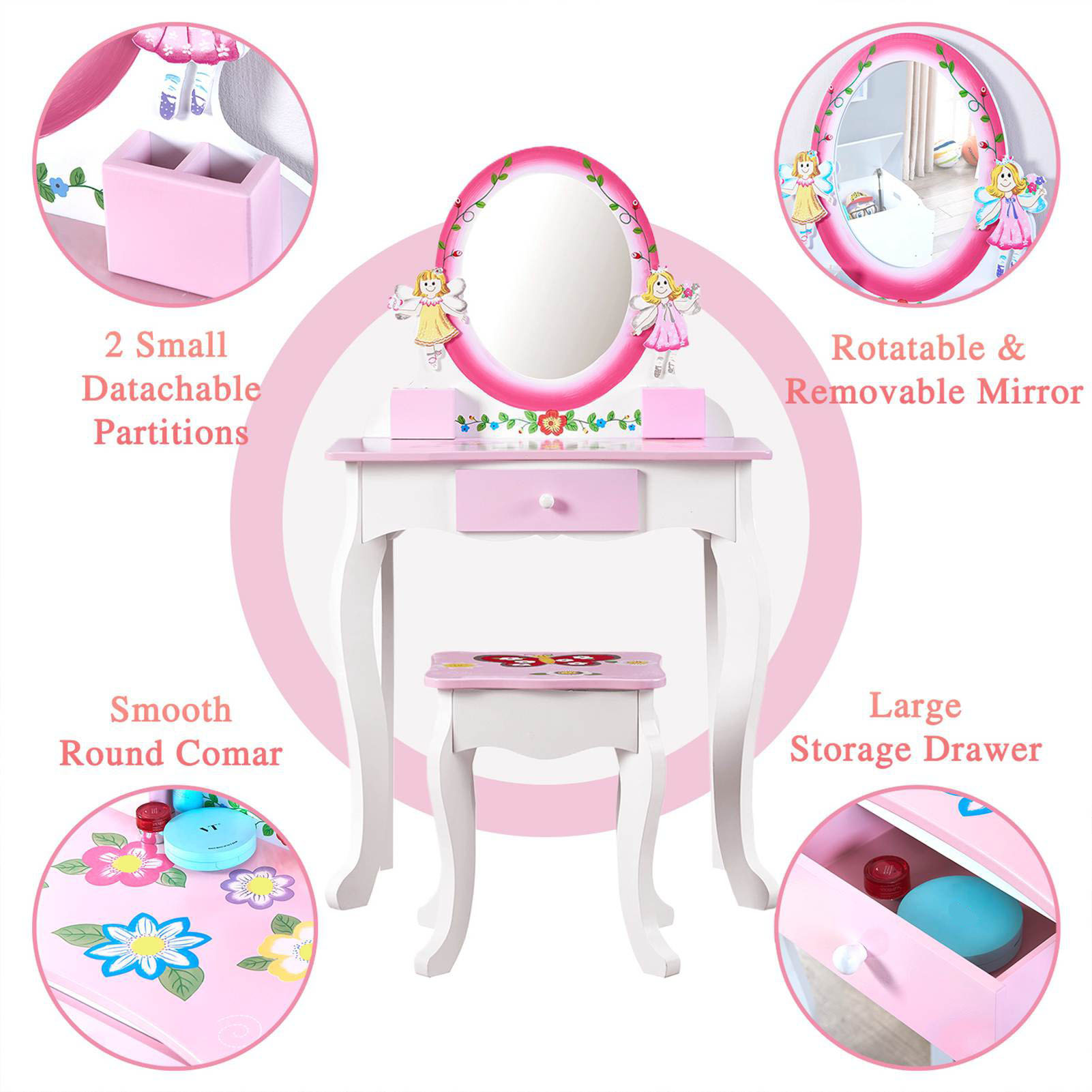 Kinderkaptafel met bloemenprin - Beauty Flower Makeup recensie en prijs