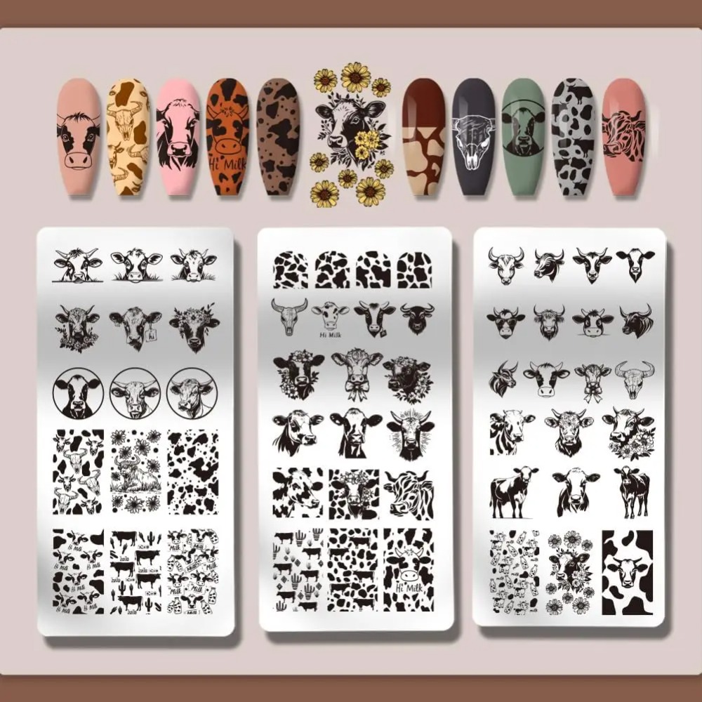 3 stuks koe-thema nagel stempe - Nail Art Stamping Kit recensie en prijs