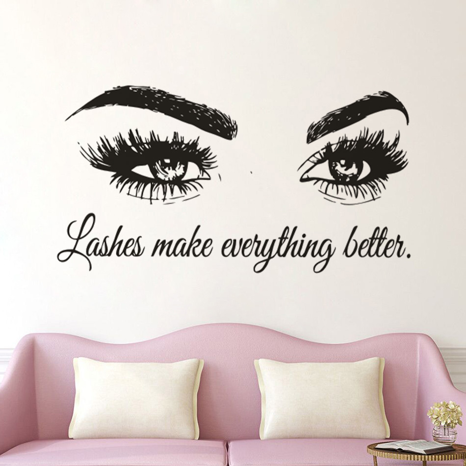 Wimpers Vinyl Muurtattoo Schoo - Beauty Of Makeup Quotes recensie en prijs