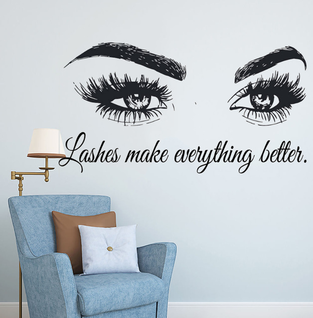 Wimpers Vinyl Muurtattoo Schoo - Beauty Of Makeup Quotes recensie en prijs