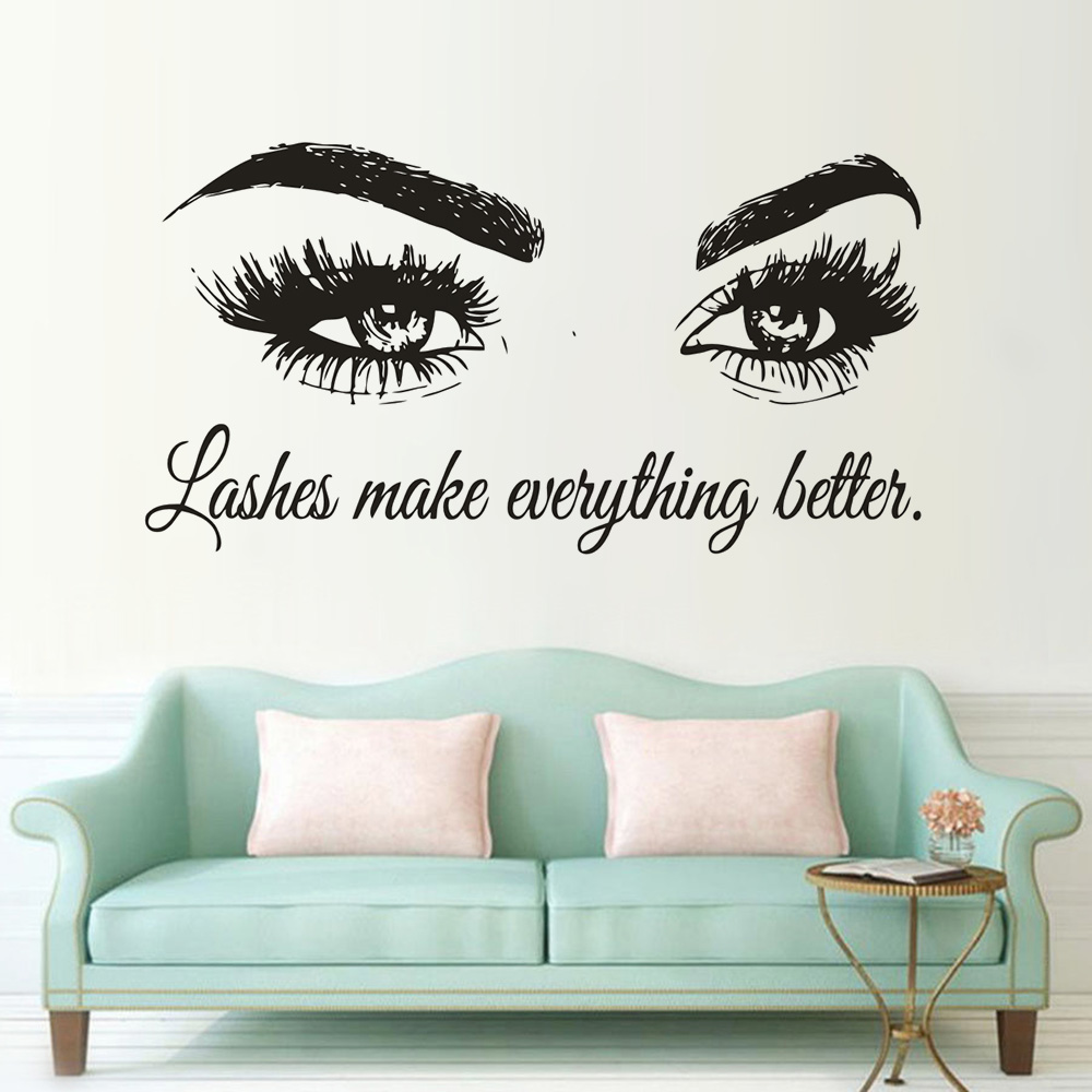 Wimpers Vinyl Muurtattoo Schoo - Beauty Of Makeup Quotes recensie en prijs