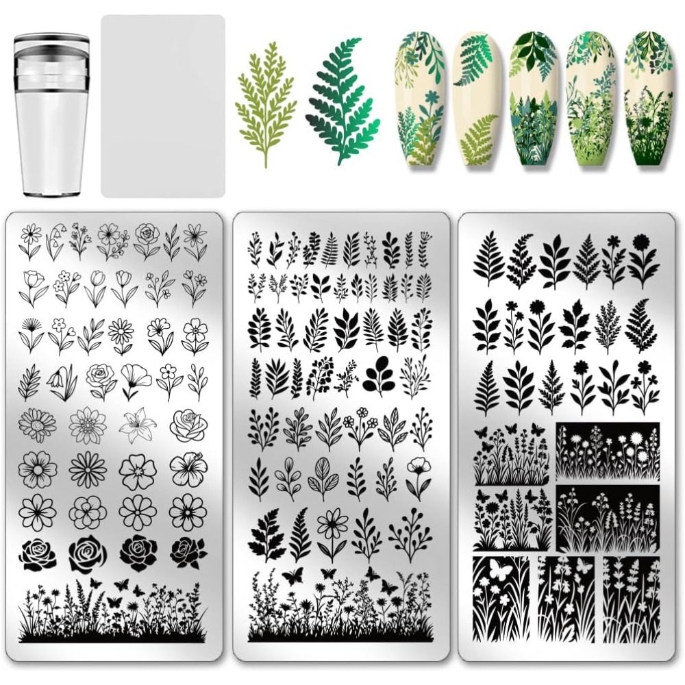 3pcs Bloem Blad Nagel Stempelp - Nail Art Stamping Kit recensie en prijs