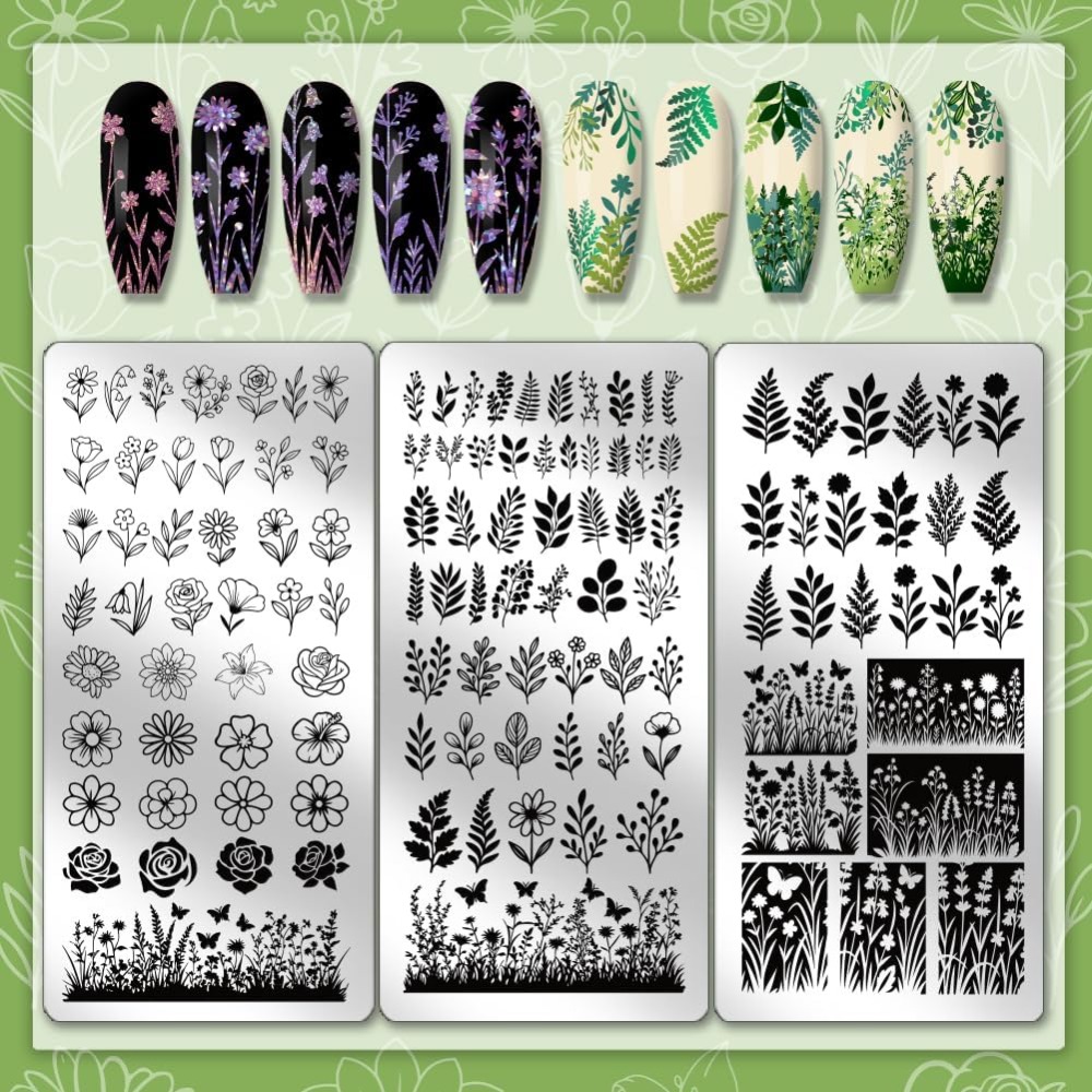 3pcs Bloem Blad Nagel Stempelp - Nail Art Stamping Kit recensie en prijs