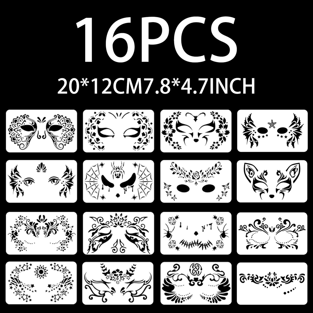 16 stuks gezichtsverf stencils - Beauty Makeup Pictures recensie en prijs