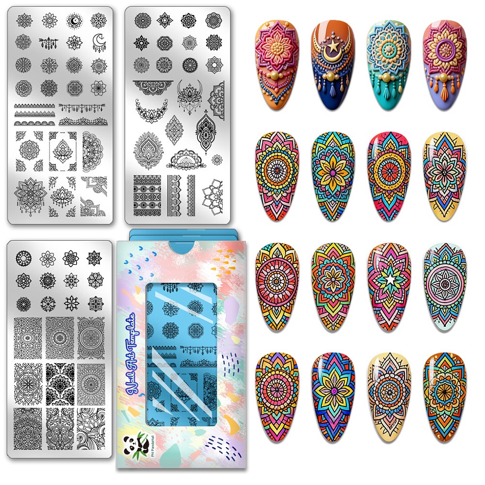 3 stuks Boho bloemen nagelstem - Nail Art Stamping Kit recensie en prijs