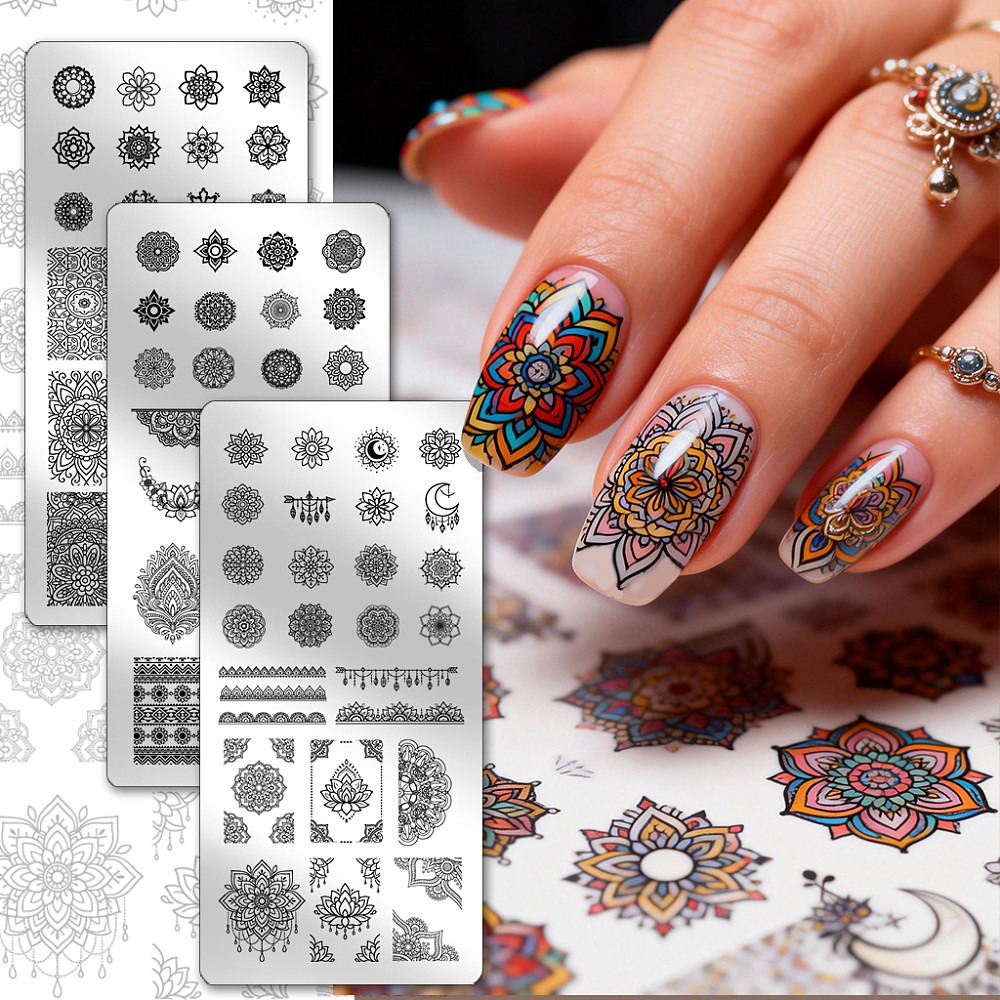 3 stuks Boho bloemen nagelstem - Nail Art Stamping Kit recensie en prijs
